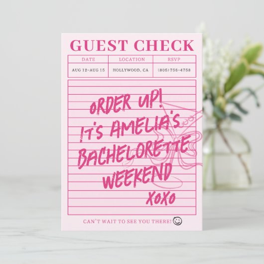 Karo Bachelorette Cocktails Einladung (Stehend Vorderseite)