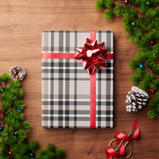 Karo-Beige Geschenkpapier (Feiertagsgeschenk)