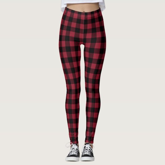 Karo Black and Red Buffalo Leggings (Vorderseite)