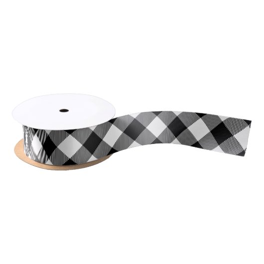 Karo Black and White Buffalo Satinband (Spule)