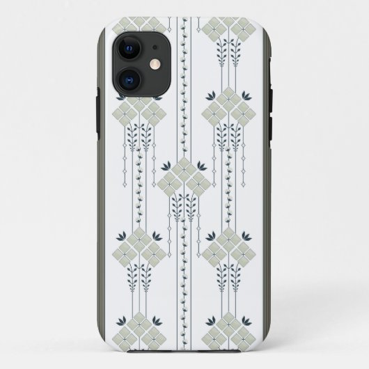 Karo-Blumen- und Lockenmuster Case-Mate iPhone Hülle (Rückseite)