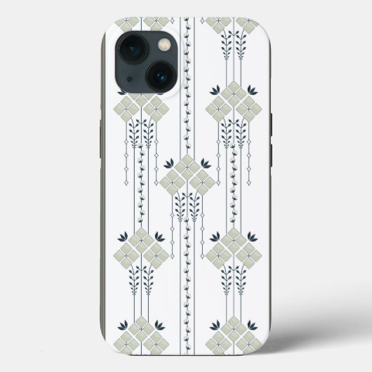 Karo-Blumen- und Lockenmuster Case-Mate iPhone Hülle (Rückseite)