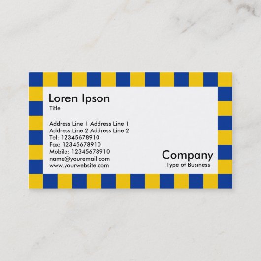 Karo Border - Blau und Amber Visitenkarte (Vorderseite)