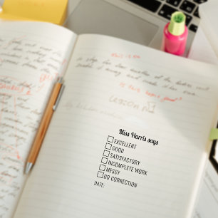 Karo-Box-Klassenlehrer-Review Gummistempel