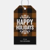 Karo Brown and Black Buffalo Rustic Holiday Foto Geschenkanhänger (Vorderseite)