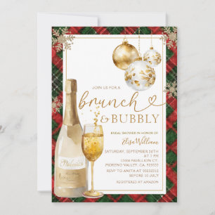 Karo Brunch und Perlendes Goldene Hochzeitsdusche Einladung