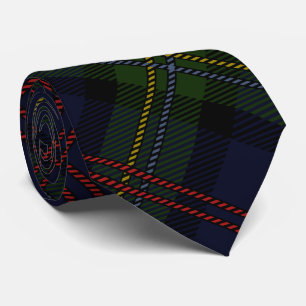 Karo Clan Malcolm Olivgrün Lila Karo Tartan Krawatte
