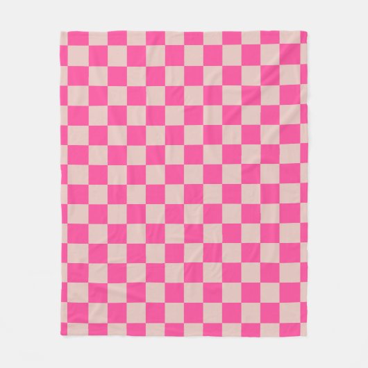 Karo Coral Pink Checked Pattern Checkerboard Fleecedecke (Vorderseite)