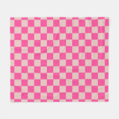 Karo Coral Pink Checked Pattern Checkerboard Fleecedecke (Vorderseite (Horizontal))