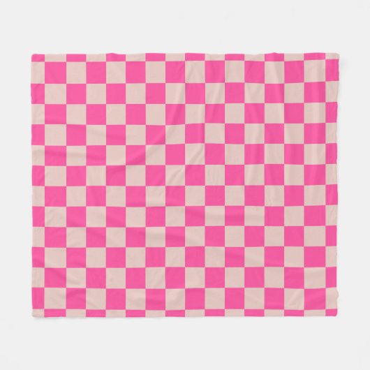Karo Coral Pink Checked Pattern Checkerboard Fleecedecke (Vorderseite (Horizontal))