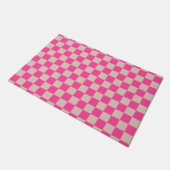 Karo Coral Pink Checked Pattern Checkerboard Fußmatte (Schrägansicht)