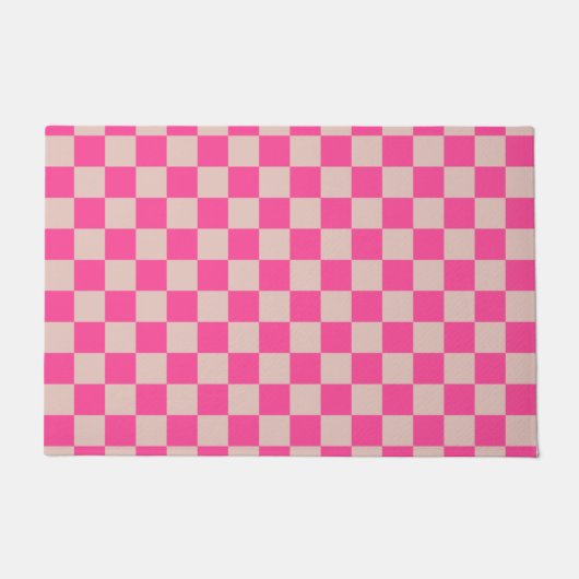 Karo Coral Pink Checked Pattern Checkerboard Fußmatte (Vorderseite)