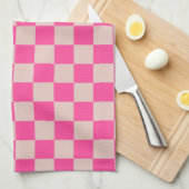 Karo Coral Pink Checked Pattern Checkerboard Geschirrtuch (Viertel Falte)