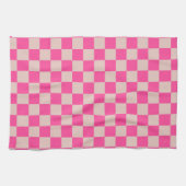 Karo Coral Pink Checked Pattern Checkerboard Geschirrtuch (Horizontal)