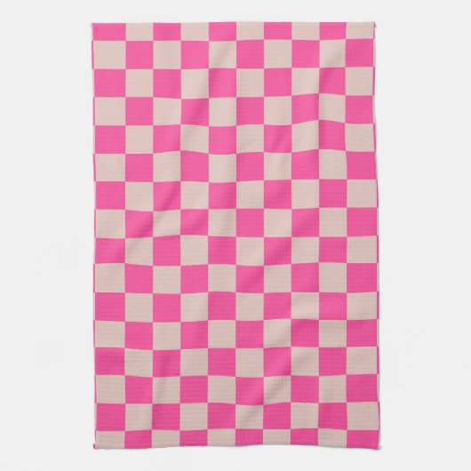 Karo Coral Pink Checked Pattern Checkerboard Geschirrtuch (Vertikal)
