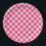 Karo Coral Pink Checked Pattern Checkerboard Pappteller<br><div class="desc">Schachbrett - Korallenrosa und Lachs.</div>