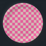 Karo Coral Pink Checked Pattern Checkerboard Pappteller<br><div class="desc">Schachbrett - Korallenrosa und Lachs.</div>