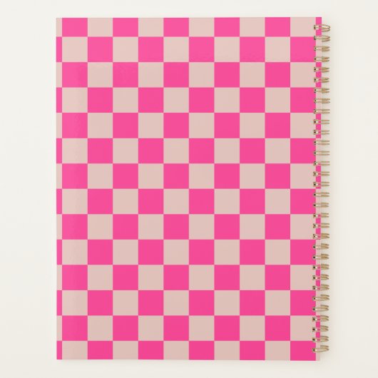 Karo Coral Pink Checked Pattern Checkerboard Planer (Rückseite)