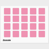 Karo Coral Pink Checked Pattern Checkerboard Quadratischer Aufkleber (Blatt)