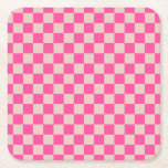 Karo Coral Pink Checked Pattern Checkerboard Rechteckiger Pappuntersetzer<br><div class="desc">Schachbrett - Korallenrosa und Lachs.</div>