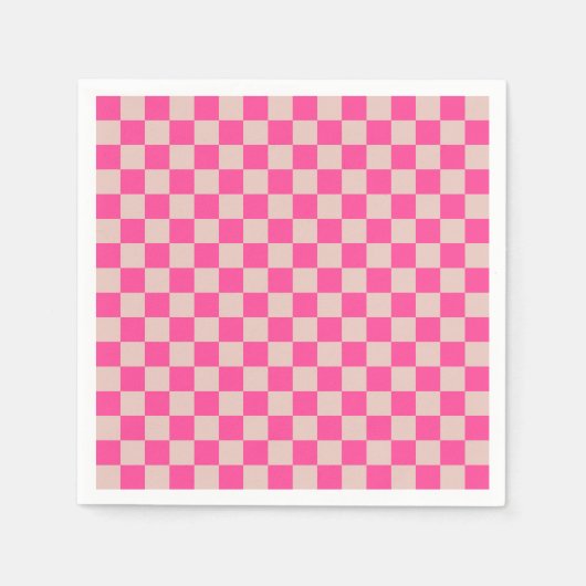 Karo Coral Pink Checked Pattern Checkerboard Serviette (Vorderseite)