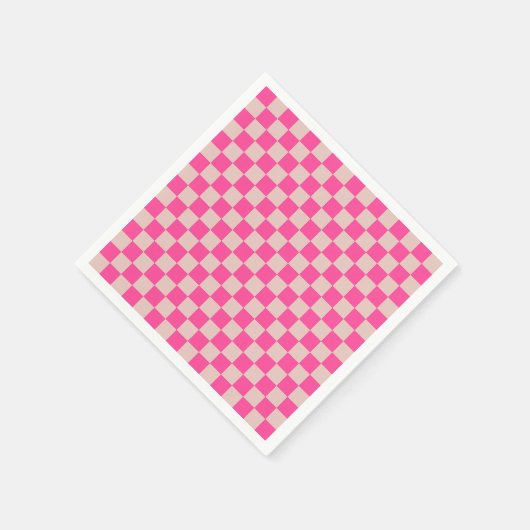 Karo Coral Pink Checked Pattern Checkerboard Serviette (Ecke)