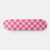 Karo Coral Pink Checked Pattern Checkerboard Skateboard (Horizontal)