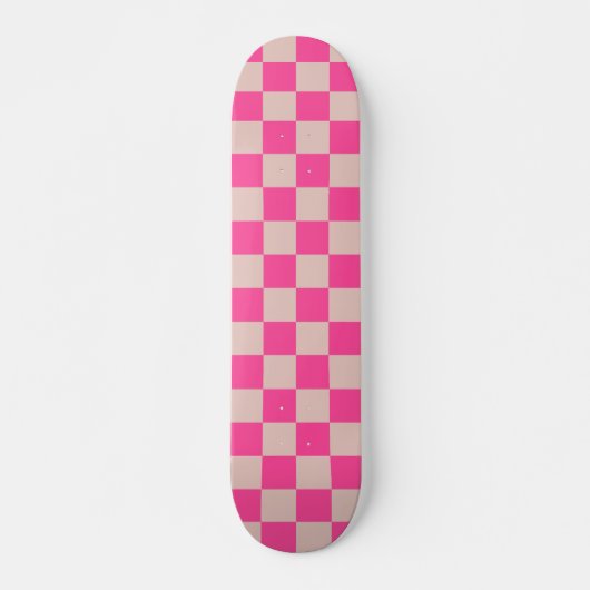Karo Coral Pink Checked Pattern Checkerboard Skateboard (Vorne)