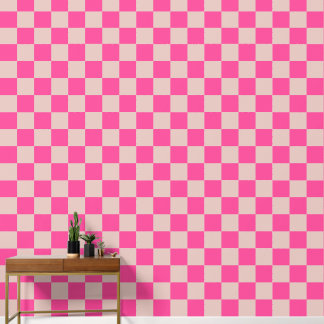 Karo Coral Pink Checked Pattern Checkerboard Tapete