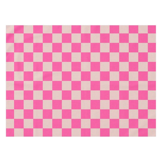 Karo Coral Pink Checked Pattern Checkerboard Tischdecke (Vorderseite (Horizontal))
