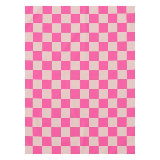 Karo Coral Pink Checked Pattern Checkerboard Tischdecke (Vorderseite)