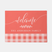 Karo Coral und White Buffalo Personalisiert Fußmatte (Vorderseite)