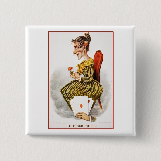 Karo-Dame Button (Vorderseite)