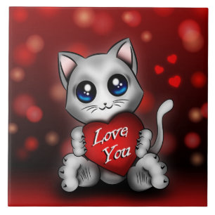 Karo Das Kätzchen liebt dich Fliese