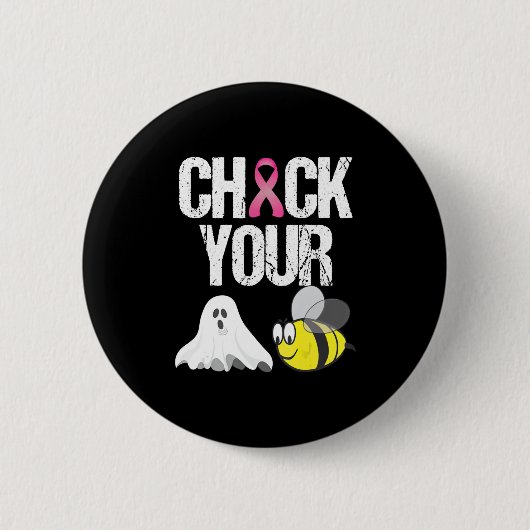 Karo Dein Bienenvolk Funny Breast Cancer Halloween Button (Vorderseite)