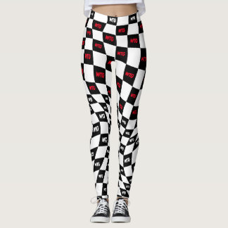 Karo der schwarzweißen Rennstrecke Leggings