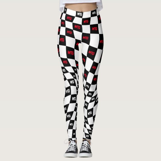Karo der schwarzweißen Rennstrecke Leggings (Vorderseite)
