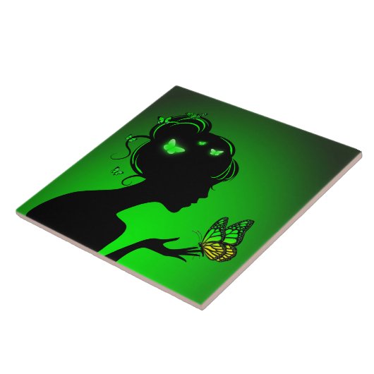 Karo Die grüne Schmetterlinge Fliese (Seite)