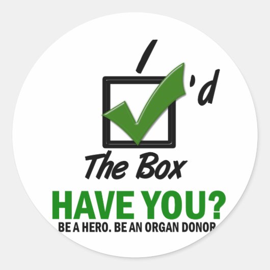 Karo Die Kiste ist ein Organ Spender 2 Runder Aufkleber (Vorderseite)