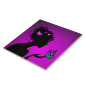 Karo Die lila Schmetterlingsfrau Fliese (Seite)