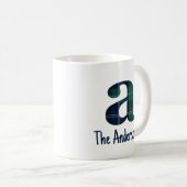 Karo-Druck Kleinbuchstabe Buchstabe a Initiale und Kaffeetasse (VorderseiteRechts)