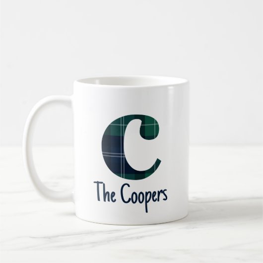 Karo-Druck Kleinbuchstabe c Initiale und Name Kaffeetasse (Links)