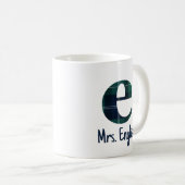 Karo-Druck Kleinbuchstabe e Initiale und Name Kaffeetasse (VorderseiteRechts)
