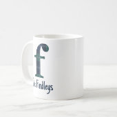 Karo-Druck Kleinbuchstabe f Initiale und Name Kaffeetasse (Vorderseite Links)