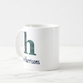 Karo-Druck Kleinbuchstabe h Initiale und Name Kaffeetasse (Vorderseite Links)