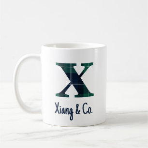 Karo-Druck Kleinbuchstabe x Initiale und Name Kaffeetasse