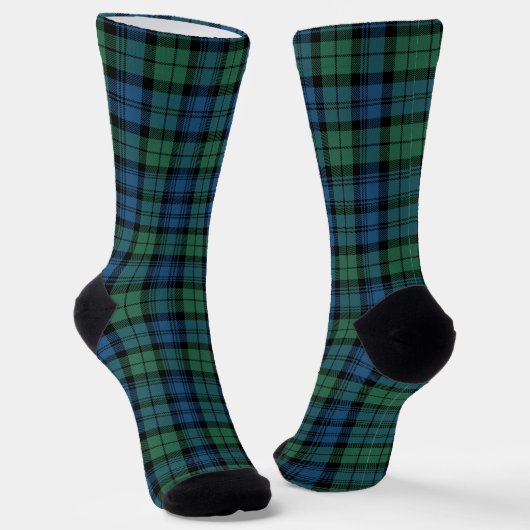 Karo Elegant Campbell Grün Rustikaler Tartan Socken (Gewinkelt)