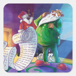 Karo es zweimal Santa Quadratischer Aufkleber