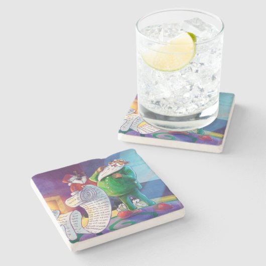 Karo es zweimal Santa Steinuntersetzer (Seitenansicht)