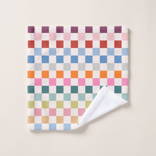 Karo - farbenfrohe Prüfmuster Badhandtuch Set (Waschlappen)